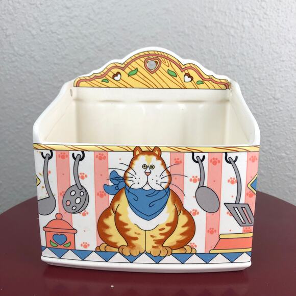 Vintage Artsy Lisa Berette Fat Orange Kitty Cat Recipe Card Holder Made in Japan - Picture 2 of 14